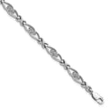 Sterling Silver Rhodium-plated Diam. Bracelet, 0.045 ct, 7 x 5 mm