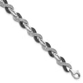 White Night Sterling Silver Rhodium-plated Black and White Diamond 7.5 Inch Bracelet, 0.32 ct, 7.5 x 8 mm