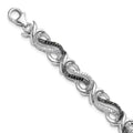 White Night Sterling Silver Rhodium-plated Black and White Diamond 7.5 Inch Bracelet, 0.48 ct, 7.5 mm