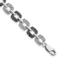 White Night Sterling Silver Rhodium-plated Black and White Diamond 7.5 Inch Bracelet, 0.528 ct, 7.5 x 7 mm