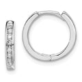 Sterling Silver Rhodium Diam. Huggie Earrings, 0.112 ct, 13 x 3 mm