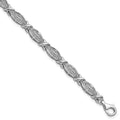 Sterling Silver Rhodium-plated Diamond Bracelet, 0.01 ct, 7.5 x 4.7 mm