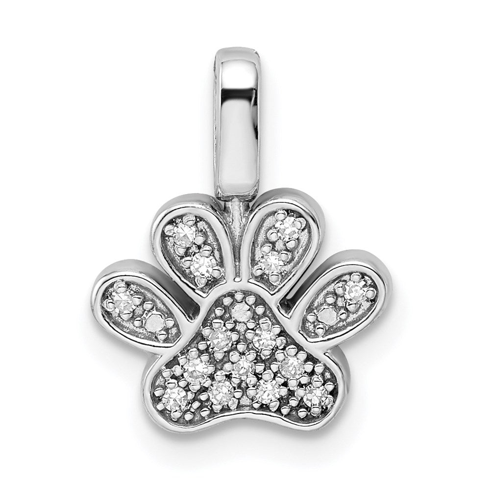 Sterling Silver Rhod 0.15ct. Blk & White Dia. Reversible Pawprint Pendant, 14.4 x 12.25 mm
