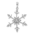 Sterling Silver Rhodium Diam. SnowFlake Pendant, 0.003 ct, 31 x 23.2 mm