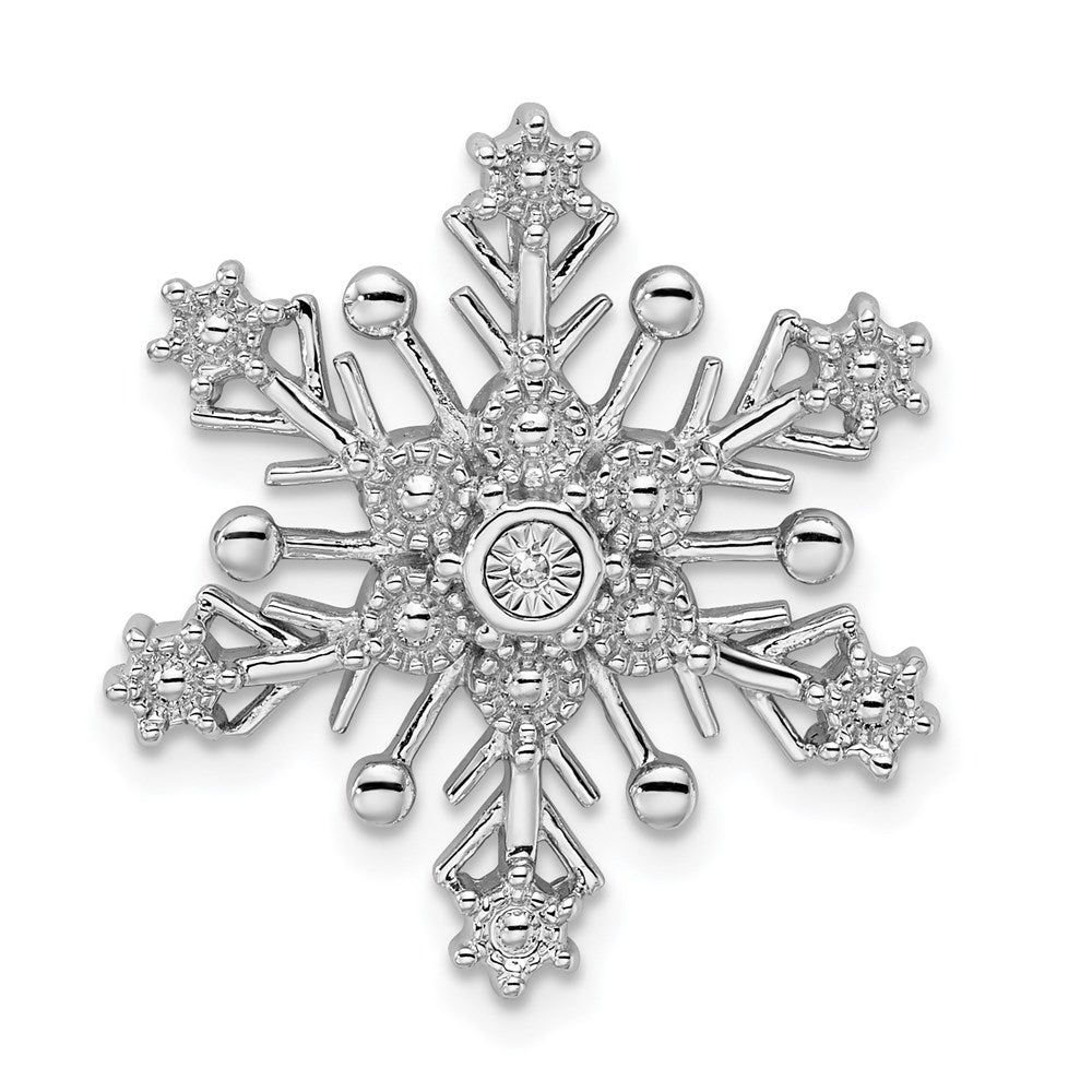 Sterling Silver Rhodium Diam. Snowflake Chain Slide, 0.003 ct, 23.3 x 23.3 mm