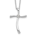 Sterling Silver Rhodium-plated Diamond Cross Necklace, 0.056 ct, 16 x 19 mm