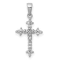 Sterling Silver Rhodium Diamond Cross Pendant, 0.1 ct, 21 x 10 mm