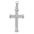 Sterling Silver Rhodium Diamond Cross Pendant, 0.025 ct, 29 x 13 mm