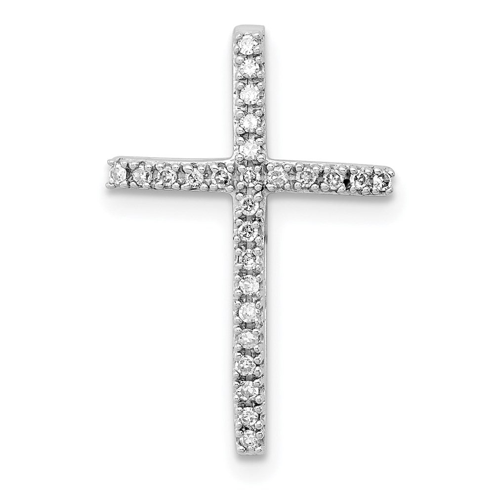 Sterling Silver Rhodium-plated Diamond Cross Chain Slide, 0.104 ct, 21 x 13 mm