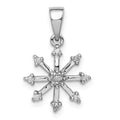 Sterling Silver Rhodium Snowflake Pendant, 0.099 ct, 22 x 14 mm