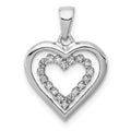 Sterling Silver Rhodium-Plated Diamond Heart Pendant, 0.072 ct, 19 x 13 mm