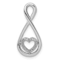 Sterling Silver Rhodium-Plated Diamond Heart in Teardrop Slide Pendant, 0.06 ct, 24 x 10 mm