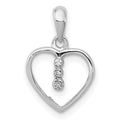 Sterling Silver Diamond Rhodium Heart Pendant, 0.01 ct, 17 x 11 mm