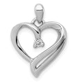 Sterling Silver Rhodium Diam. Heart Pendant, 0.05 ct, 21 x 15 mm