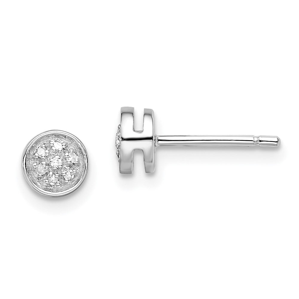 White Night Sterling Silver Rhodium-plated Diamond Circle Post Earrings, 0.05 ct, 6 x 6 mm