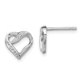 Sterling Silver Rhodium Diamond Heart Post Earrings, 0.012 ct, 10 x 9 mm