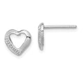 Sterling Silver Rhodium Diamond Heart Post Earrings, 0.01 ct, 8 x 8 mm
