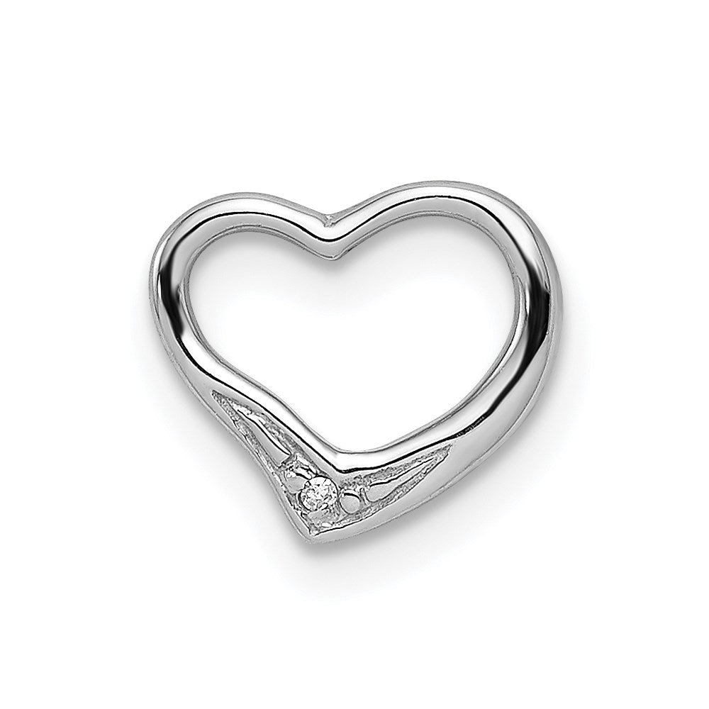 Sterling Silver Rhodium Diamond Floating Heart Pendant, 0.005 ct, 10 x 10 mm