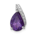 Sterling Silver Rhodium Pear Amethyst Chain Slide, 1.73 ct, 13 x 8 mm