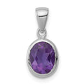 Sterling Silver Rhodium Planted Amethyst Pendant, 1.25 ct, 16 x 7 mm