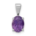 Sterling Silver Rhodium Plated Amethyst Pendant, 1.25 ct, 15 x 6 mm