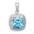 Sterling Silver Rhodium Light Swiss Blue Topaz Pendant, 2.716 ct, 17 x 11 mm
