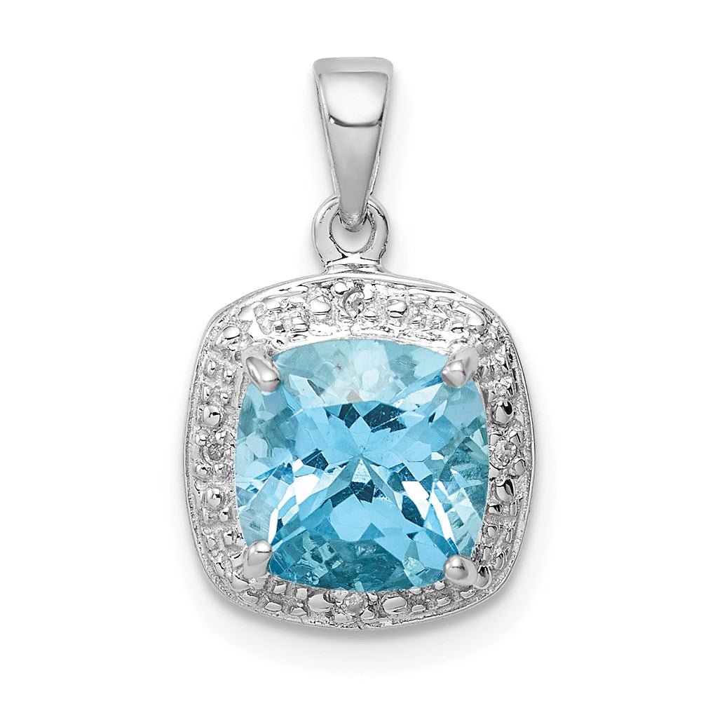 Sterling Silver Rhodium Light Swiss Blue Topaz Pendant, 2.716 ct, 17 x 11 mm