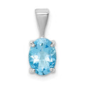 Sterling Silver Rhodium Light Swiss Blue Topaz Pendant, 1.6 ct, 14 x 6 mm
