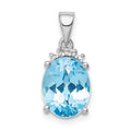 Sterling Silver Rhodium-plated Sky Blue Topaz Diamond Pendant, 3.52 ct, 18 x 8 mm