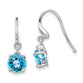 Sterling Silver Rhodium-plated Blue Topaz and Diamond Wire Earrings, 2.01 ct, 20 x 6 mm