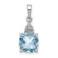 Sterling Silver Rhodium Lt Swiss Blue Topaz & Diamond Pendant, 2.453 ct, 19 x 8 mm