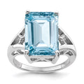Sterling Silver Rhodium Light Swiss Blue Topaz Ring, 9.15 ct, Size 8