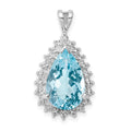 Sterling Silver Rhodium-plated Light Swiss Blue Topaz Diamond Pendant, 4.26 ct, 25 x 14 mm