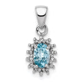 Sterling Silver Rhodium Light Swiss Blue Topaz & Diamond Pendant, 0.582 ct, 16 x 7 mm
