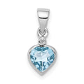 Sterling Silver Rhodium Light Swiss Blue Topaz Diamond Pendant, 0.711 ct, 16 x 7 mm