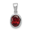 Sterling Silver Rhodium Garnet Pendant, 1.4 ct, 17 x 7 mm