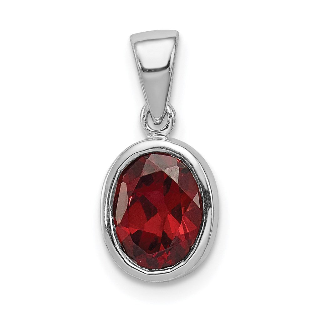 Sterling Silver Rhodium Garnet Pendant, 1.4 ct, 17 x 7 mm