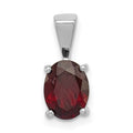 Sterling Silver Rhodium Garnet Pendant, 1.4 ct, 14 x 6 mm