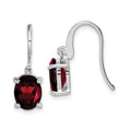 Sterling Silver Rhodium Plated Garnet Wire Earrings, 4 ct, 20 x 7 mm