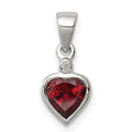 Sterling Silver Rhodium Garnet Diamond Pendant, 0.961 ct, 16 x 7 mm