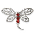 Sterling Silver Rhodium Garnet Dragonfly Chain Slide, 0.24 ct, 19 x 27 mm