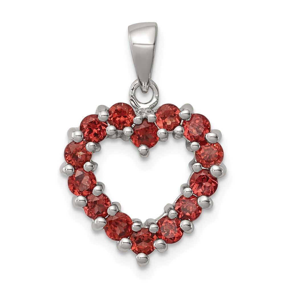 Sterling Silver Rhodium Garnet Pendant, 1.12 ct, 20 x 14 mm
