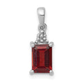 Sterling Silver Rhodium Garnet & Diamond Pendant, 1.203 ct, 15 x 5 mm