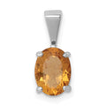 Sterling Silver Rhodium Citrine Pendant, 1.25 ct, 14 x 6 mm