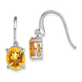 Sterling Silver Rhodium Plated Citrine Wire Earrings, 2.9 ct, 23 x 7 mm