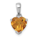 Sterling Silver Rhodium Citrine Pendant, 1.45 ct, 15 x 9 mm