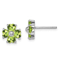 Sterling Silver Rhodium Plated Peridot Flower Post Earrings, 2 ct, 9 x 9 mm