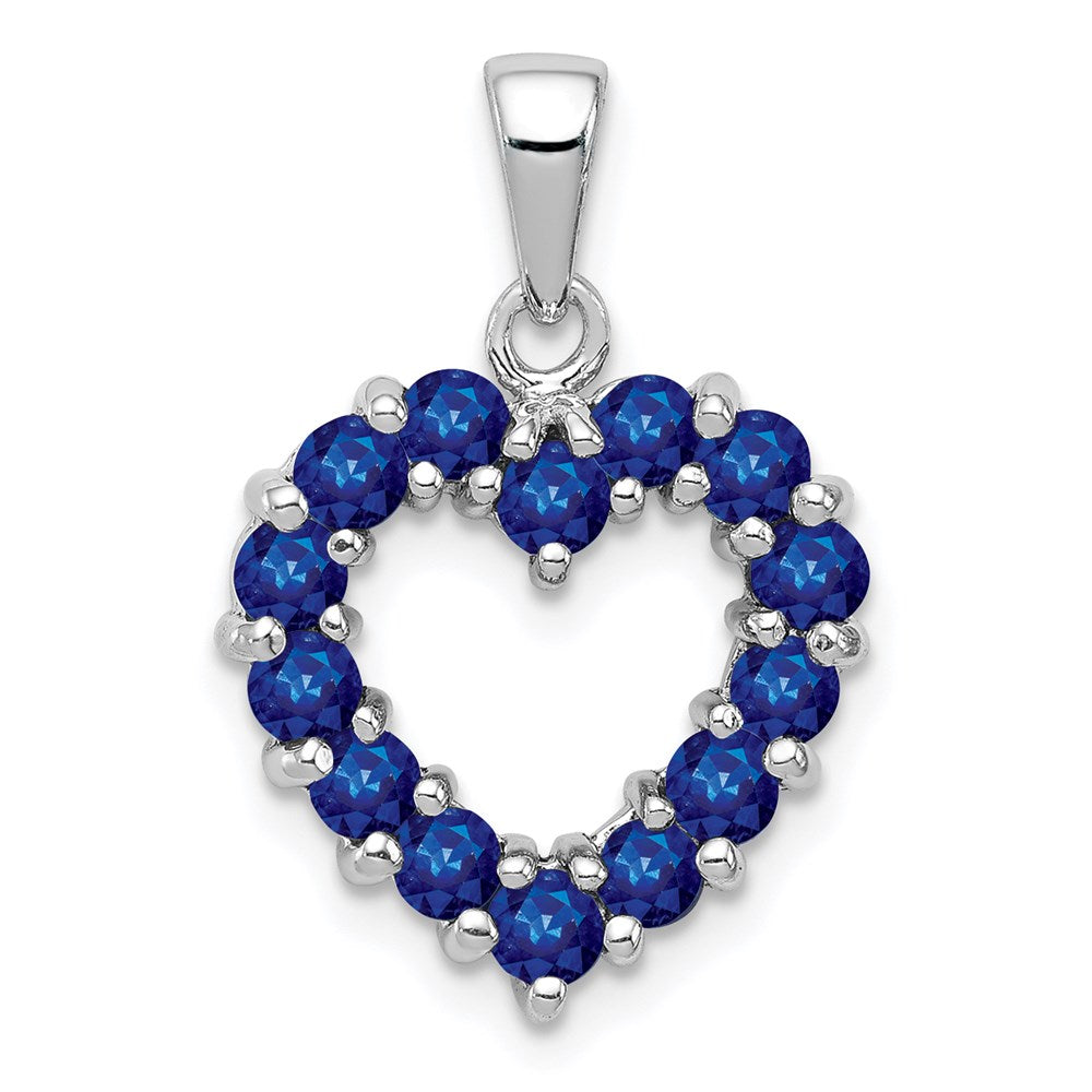 Sterling Silver Rhodium-plated Sapphire Pendant, 1.26 ct, 21 x 14 mm