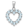 Sterling Silver Rhodium Aqua Heart Pendant, 0.84 ct, 21 x 14 mm