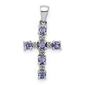 Sterling Silver Rhodium-plated Tanzanite & Diamond Pendant, 0.445 ct, 24 x 12 mm